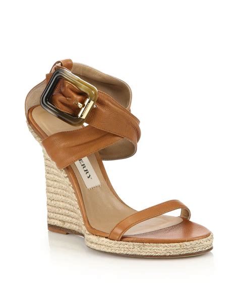 burberry leather espadrille wedge sandals|burberry flip flops for women.